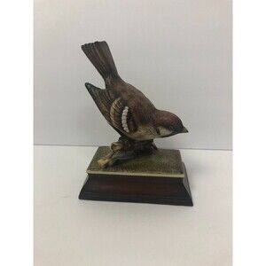 Figurine M.Takai Sparrow Figurine on Base Hand Painted Bird BY HARVEY KNOX
